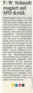 F.W. Schmidt reagiert auf SPD-Kritik